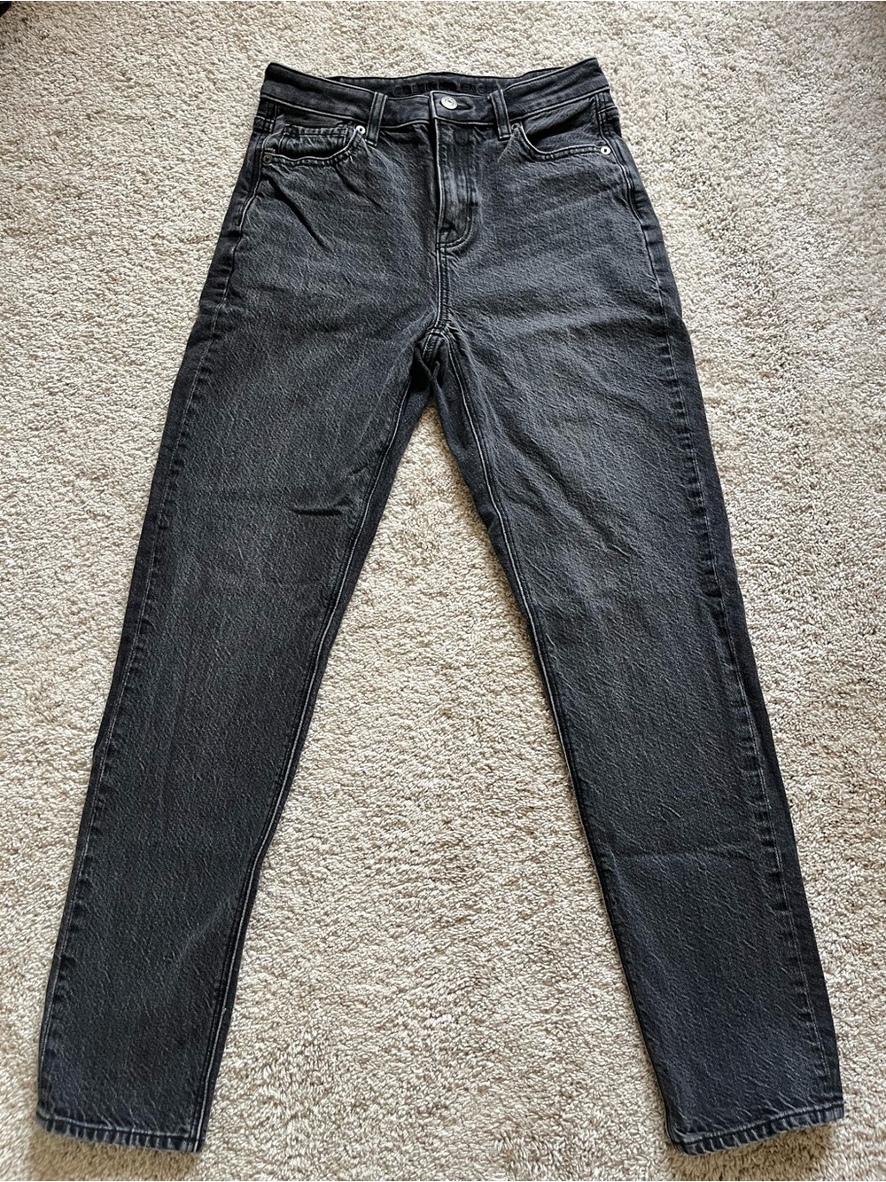 American Eagle Strigid Jeans Womens Size 0 Black Wash High Rise AEO Straight